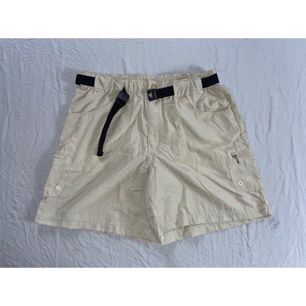 Columbia Belted Relaxed Flex Waist Nylon Cargo Hiking Shorts. Beige, Women's S